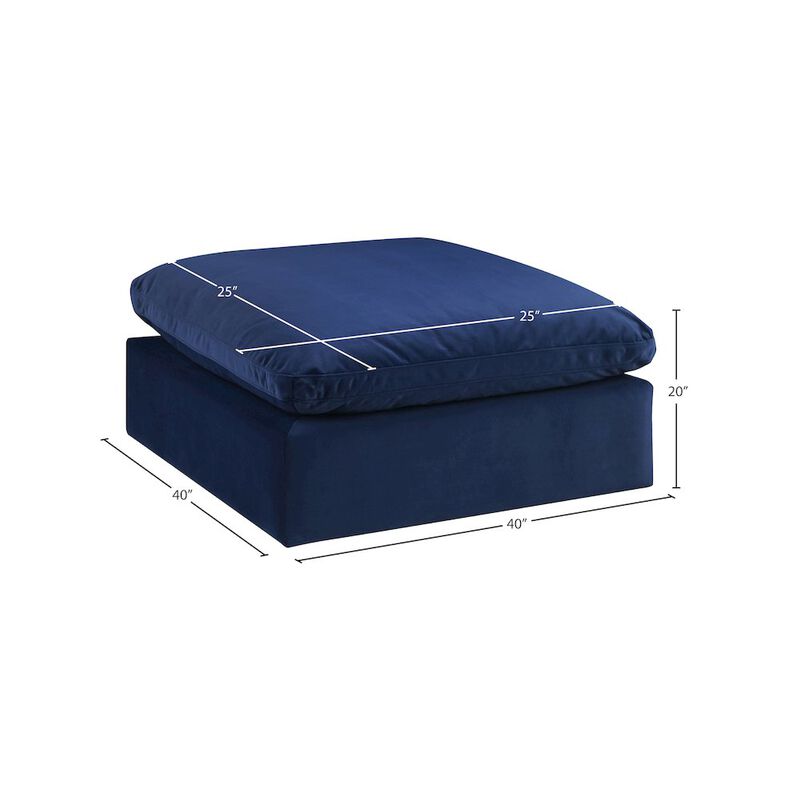 Meridian Furniture Comfy Navy Velvet Modular Ottoman