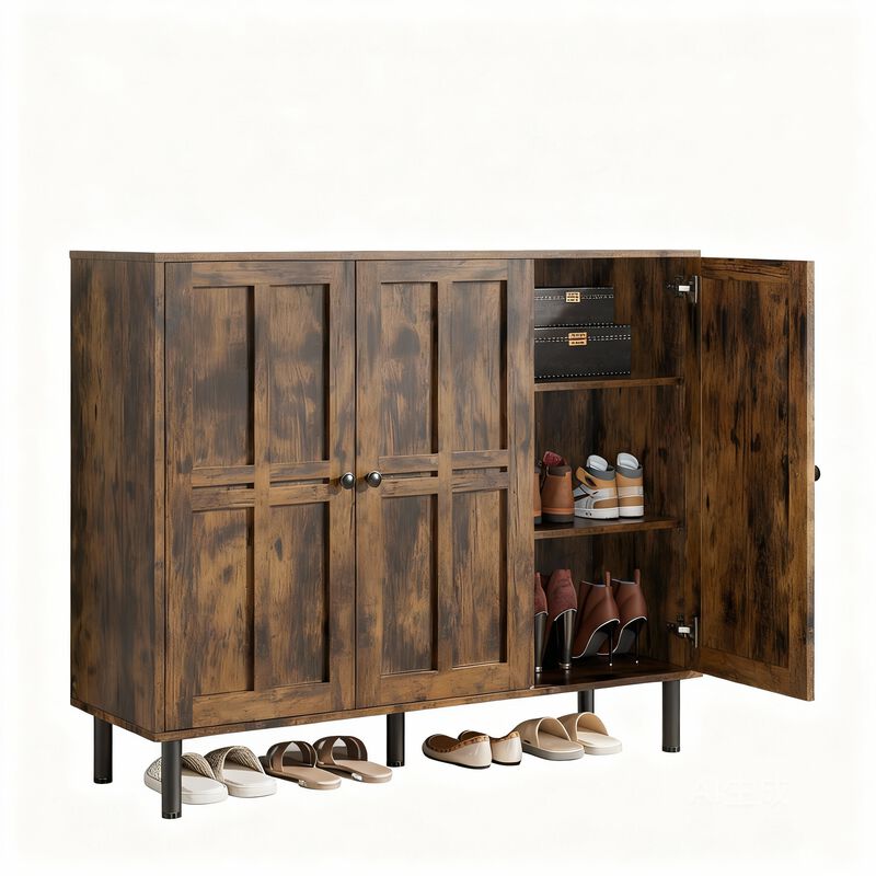 3-Door Shoe Cabinet 30 Pairs Adjustable Shelves 40" Tall Entryway Organizer image number 0