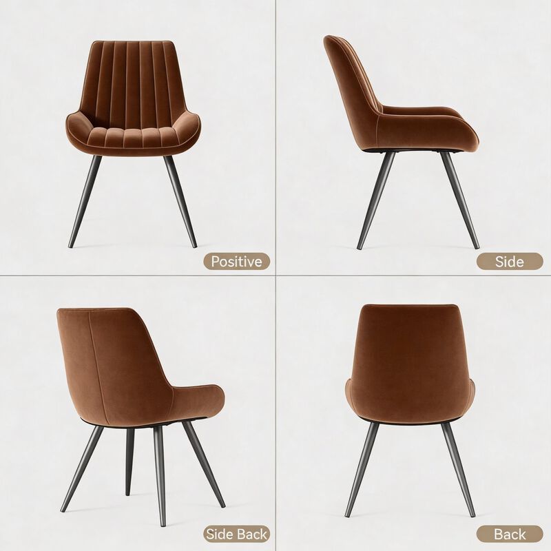 Modern Ribbed Fabric Upholstered Dining Chair Set of 4 image number 1