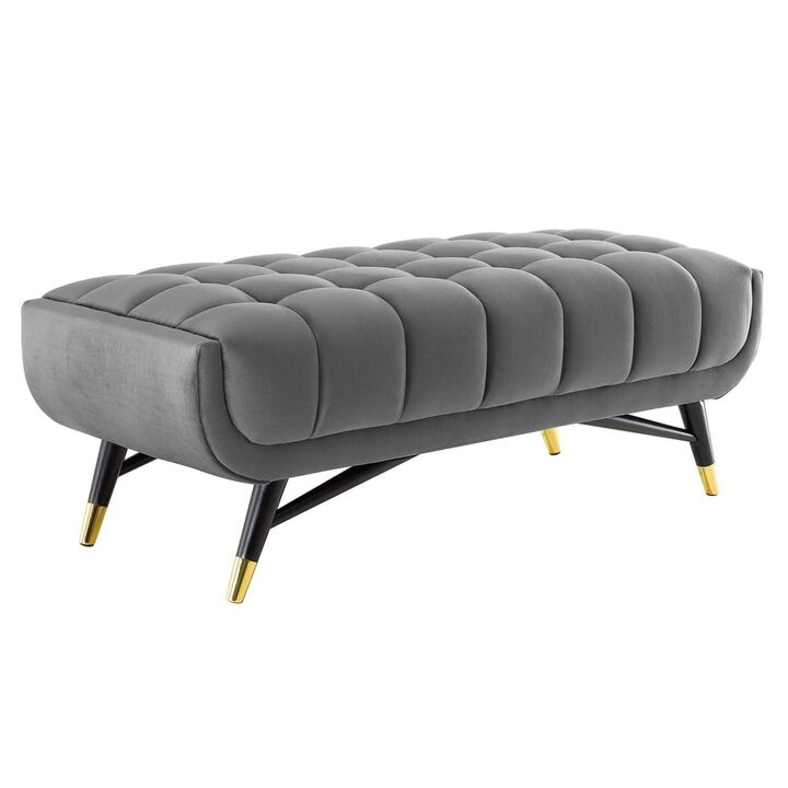 Modway Adept 47.5" Performance Velvet Bench in Gray