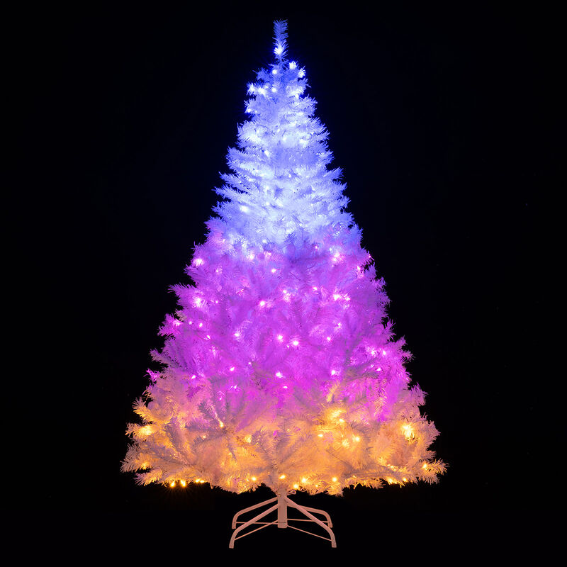 Pre-Lit Hinged Xmas Tree, Artificial Christmas Tree with 11 Light Modes image number 5