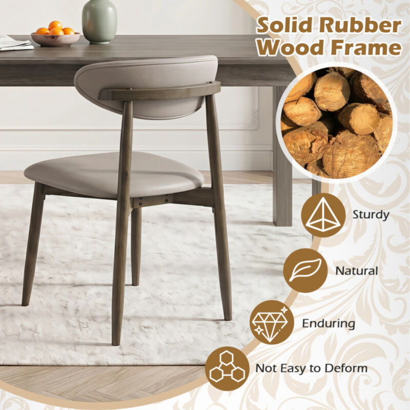 4 Pack Modern Wooden Dining Chairs with Upholstered Curved Backrest image number 4