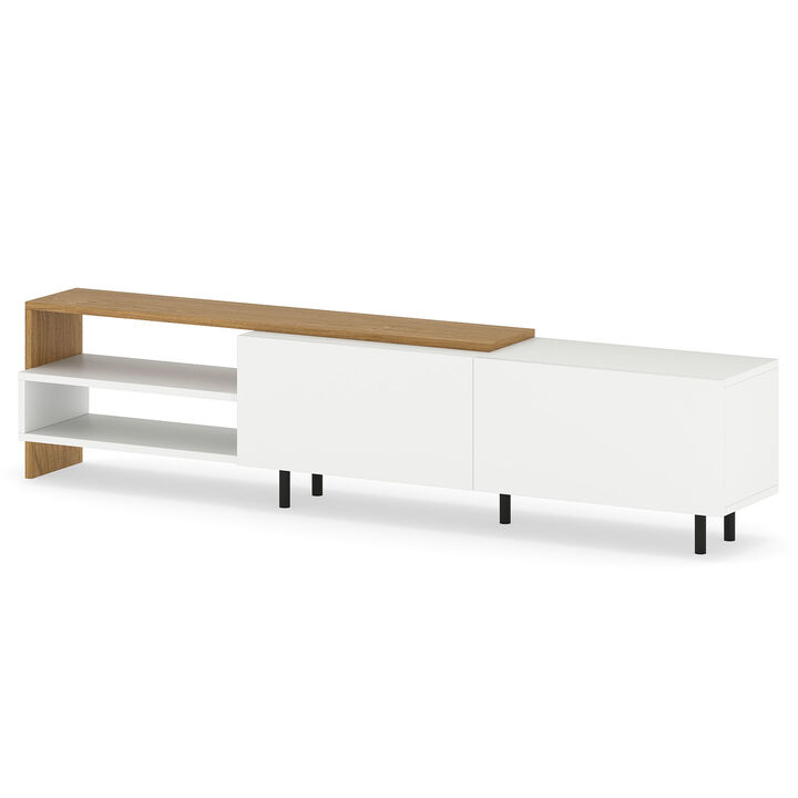 TV Stand with Storage Shelves and Cabinets for Modern Living Room-White
