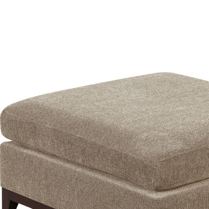 Fabric Cocktail Ottoman with Chamfered Feet, Gray-Benzara