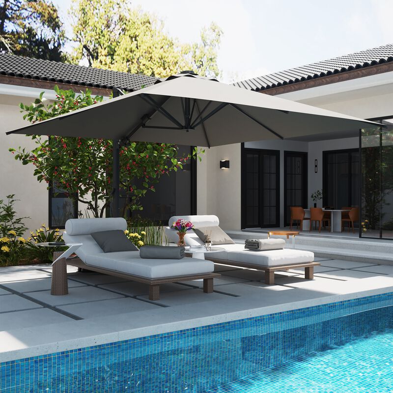 MONDAWE 10 x 10 ft Cantilever Patio Umbrella with Weighted Based Navy