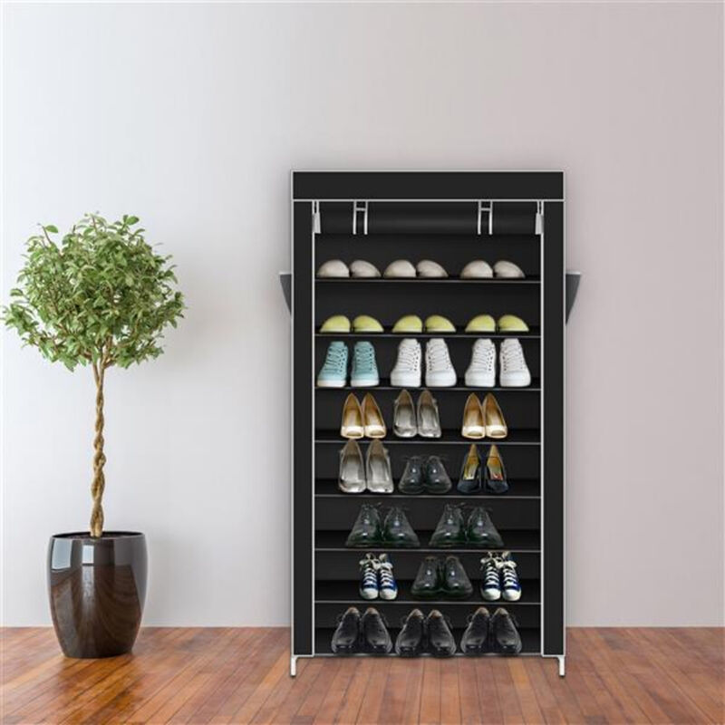 10-Tier Shoe Rack with Dustproof Cover, Shoe Storage Cabinet Organizer for Closet