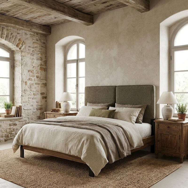 Boucle Fabric King Headboard with Soft Texture and Sturdy Frame Design image number 2