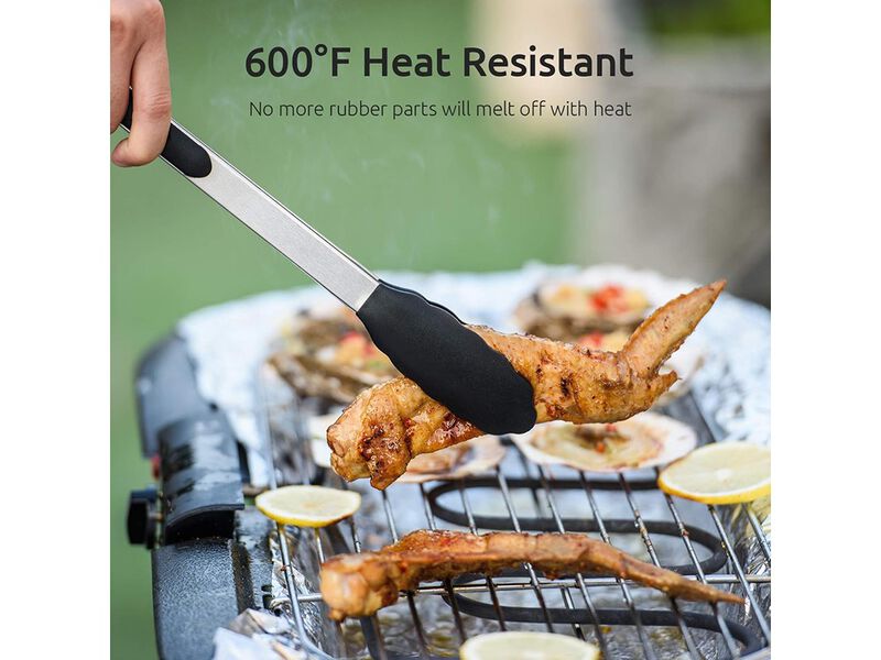 U-Taste  Cooking Tongs, with 600&ordm;F High Heat-Resistant Non-Stick Silicone Tips