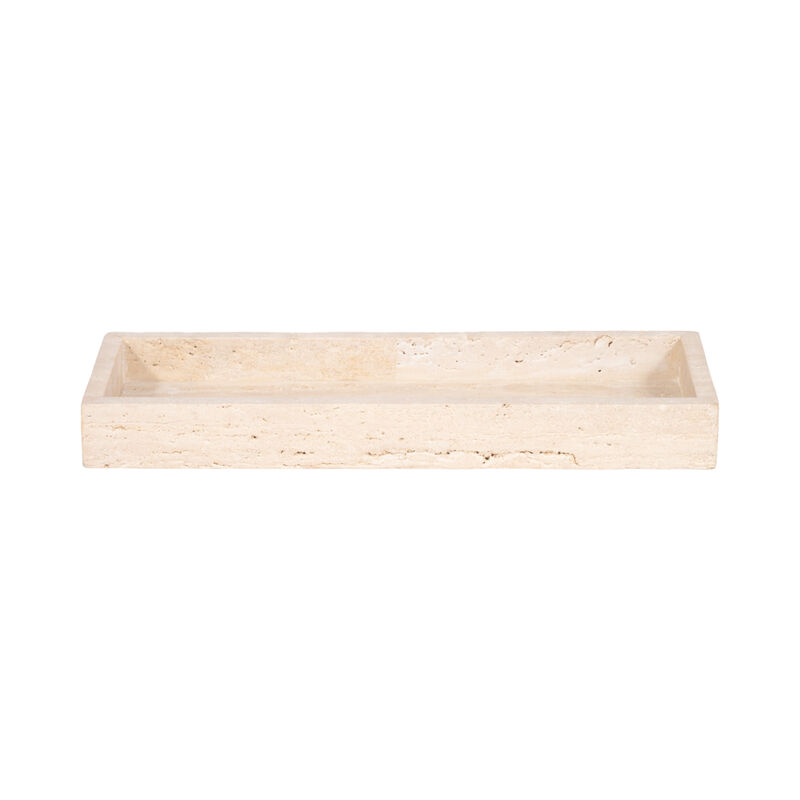 18" Travertine Rectangular Tray, Tan image number 0