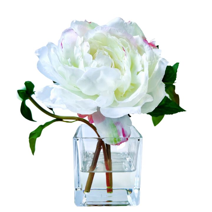 Peony Flower Arrangement in Glass Vase