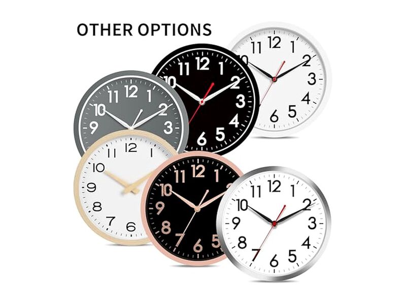 Classic Black Wall Clock 12 Inch Silent Non Ticking Modern Battery Operated image number 3