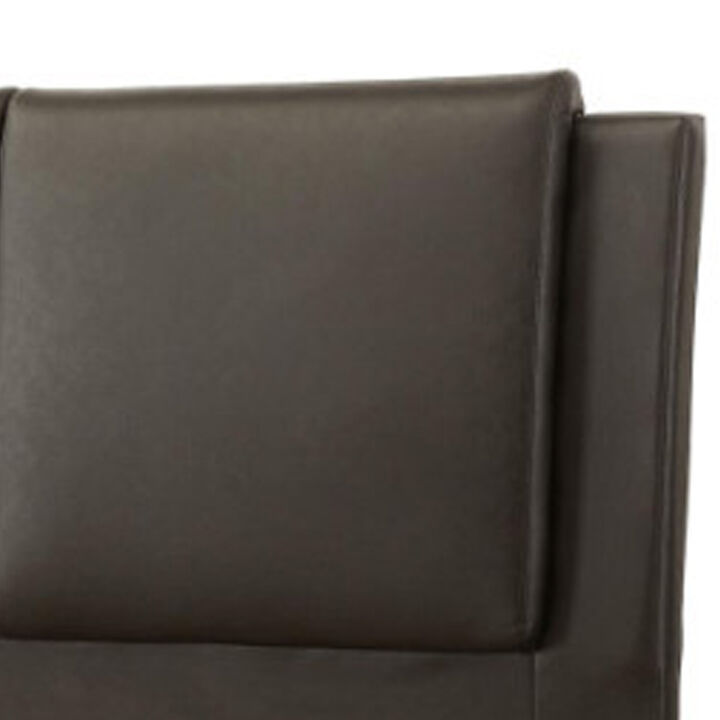 Elegant Wooden C.King Bed With PU Head Board, Brown - Benzara