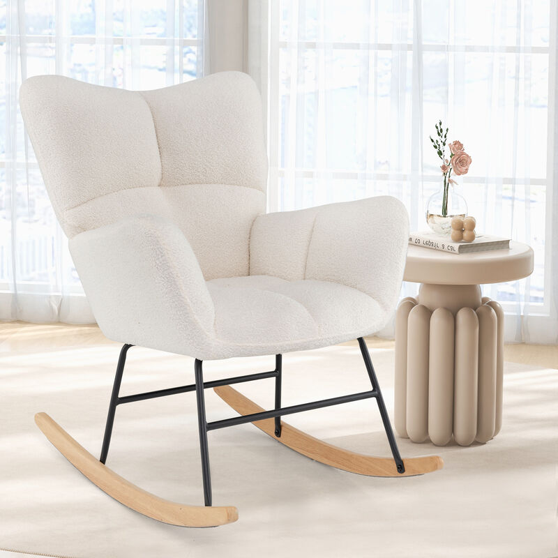 Rocking Chair with Comfy Backrest and Armrest For Living Room