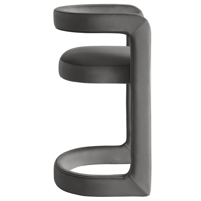 Modway Winslow Performance Velvet Counter Stool with Stainless Steel Footrest in Storm Gray image number 5