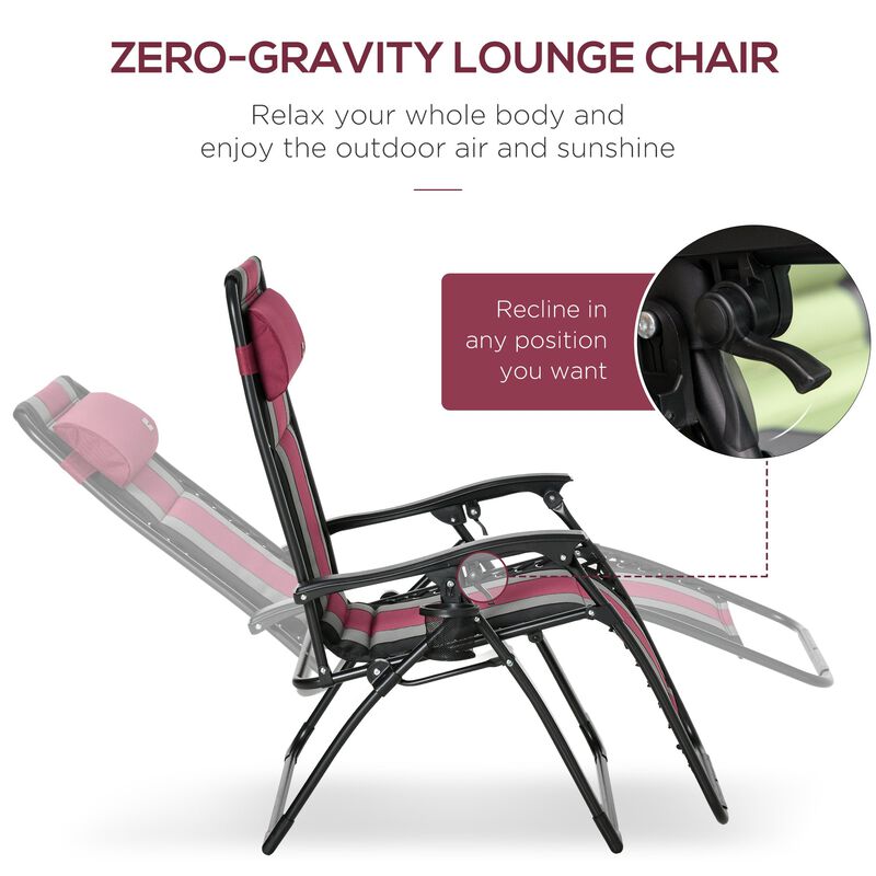 Red Outdoor Relaxer: Zero-Gravity Folding Recliner with Cupholder