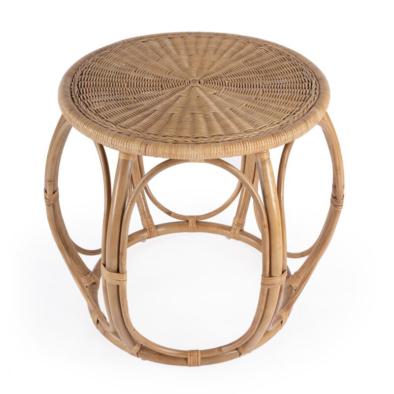 Butler Specialty Savannah Woven Rattan Round End Table, Natural
