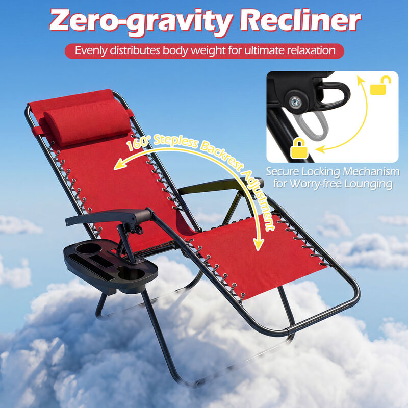 Outdoor Zero Gravity Chairs with Cup Holder and Adjustable Back image number 4