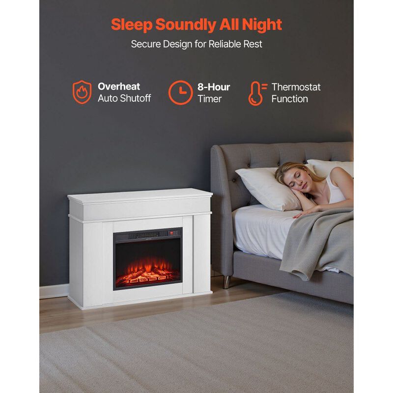 Electric Fireplace Stove 1500W with Adjustable Flames, Remote and Safety Protection-White image number 7