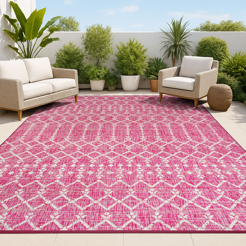 Ourika Moroccan Geometric Textured Weave Indoor/Outdoor Area Rug