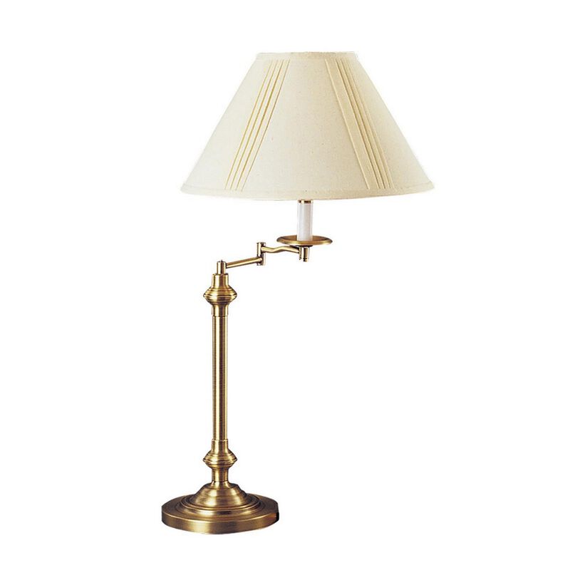 150W Metal Table Lamp with Swing Arm and Fabric Conical Shade,Set of 4,Gold-Benzara
