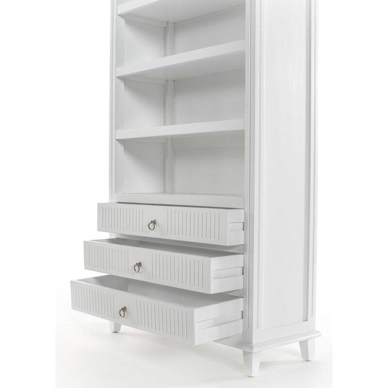Belen Kox Classic White Bookcase with 3 Drawers, Belen Kox