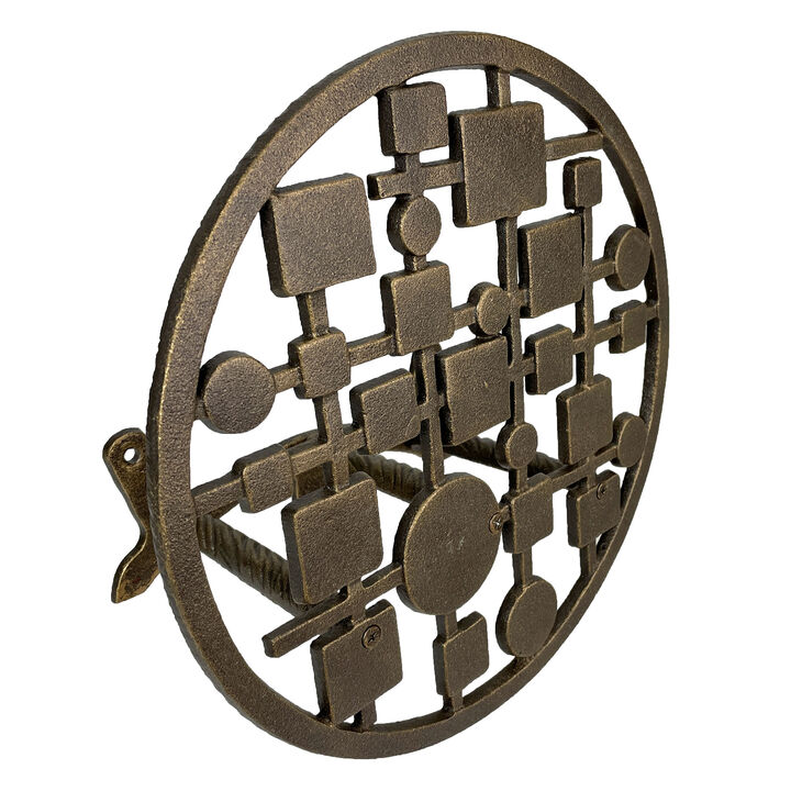 MCM Circles & Squares Cast Iron Hose Holder &ndash; Bronze Wall Mount