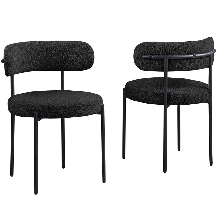 Best Master Furniture Drexel Boucle Fabric Black Dining Chairs (Set Of 2)