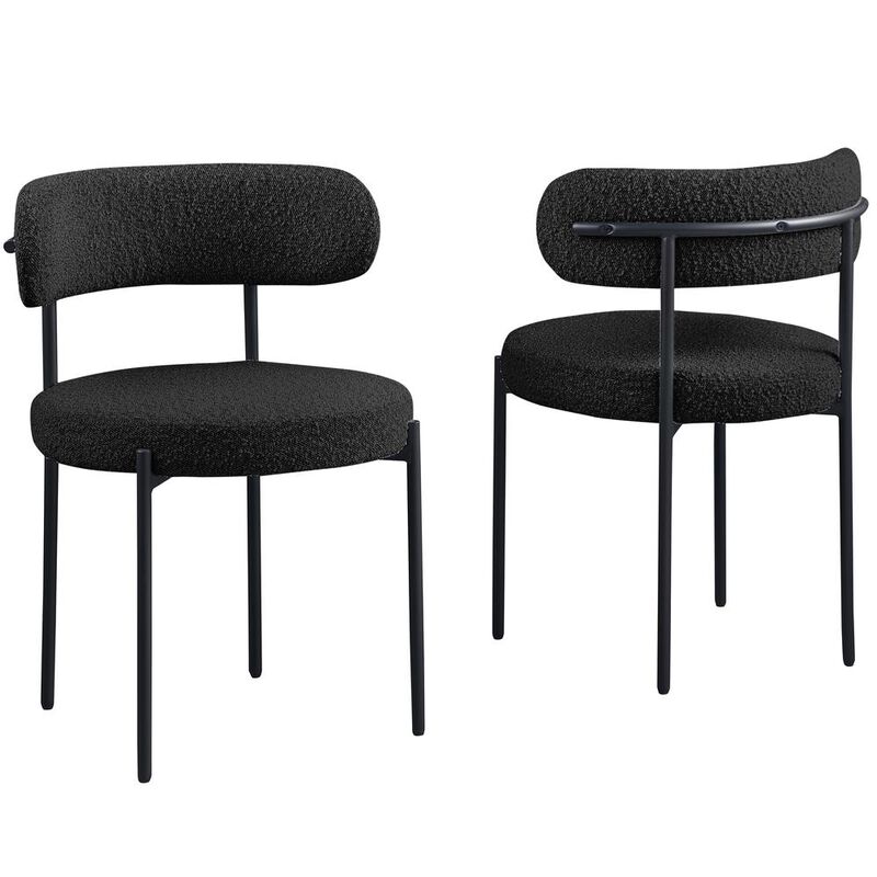 Best Master Furniture Drexel Boucle Fabric Black Dining Chairs (Set Of 2)