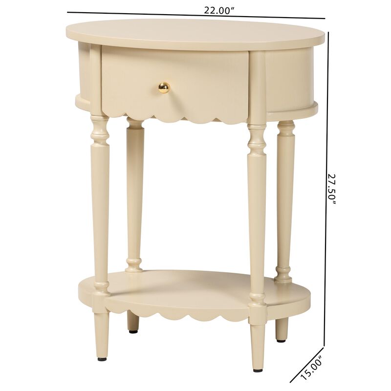 bali & pari Liba End Table - 1-Drawer Accent Table with Scalloped Detailing and Open Shelf Storage for Hallway, Entryway, and Living Room image number 9