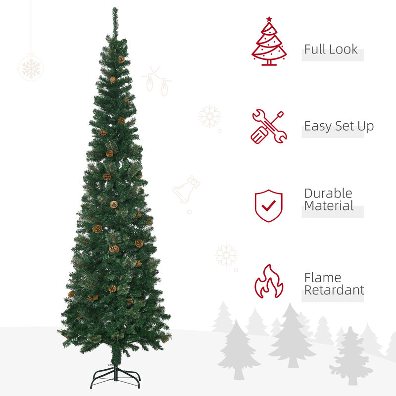 BreeBe 7.5FT Artificial Christmas Tree with Metal Base and Realistic Branches image number 3