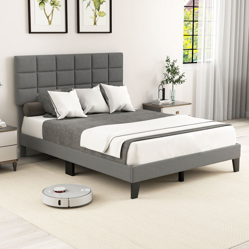 Modern Linen Bed Frame with Adjustable Headboard for Customizable Comfort and Stylish Bedroom Design image number 1