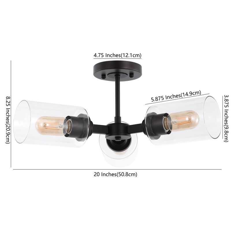 Jaynie 5-Light Farmhouse Industrial Iron Cylinder LED Semi Flush Mount