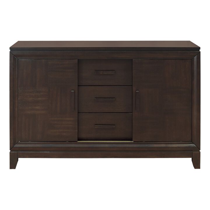 Classic Design Dark Brown Finish 1pc Server of 3x Drawers 2x Cabinets w Sliding Doors Contemporary Style Wooden Dining Room Furniture