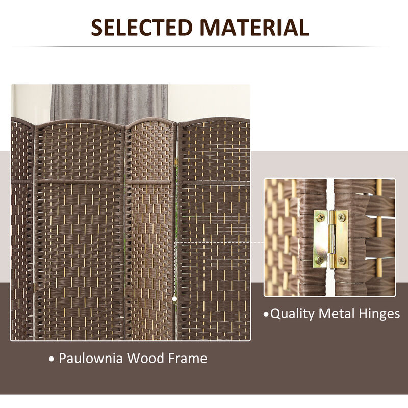Hivvago 6' Tall Freestanding Wood Privacy Screen with 4 Panels image number 5