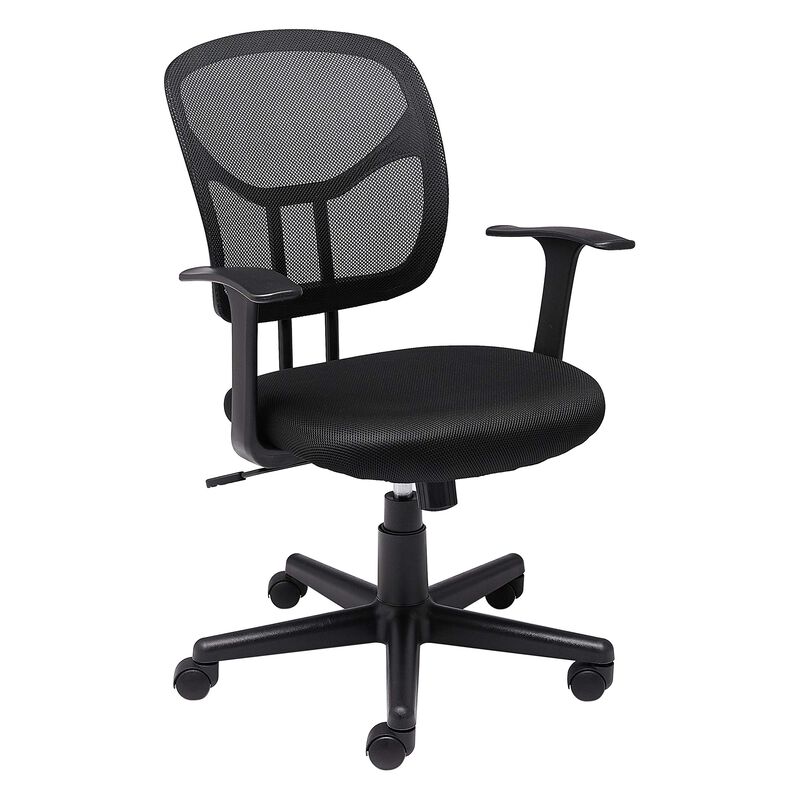 Amazon Basics Mesh Mid-Back Adjustable-Height 360-Degree Swivel Office Desk Chair with Armrests, Lumbar Support and Easy to Asse