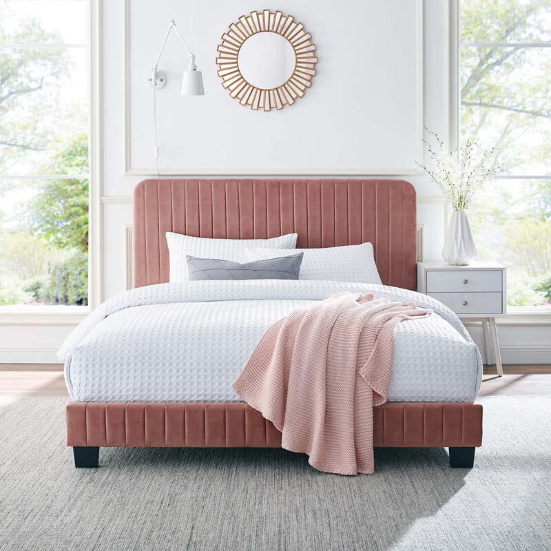 Celine Channel Tufted Performance Velvet Full Platform Bed image number 7