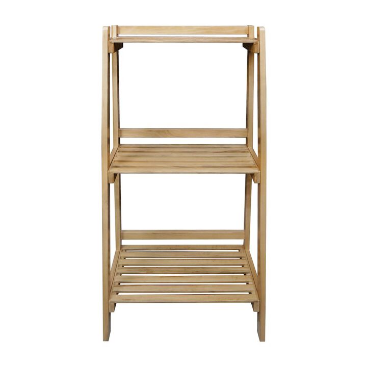 Woodhaven Slatted 3-Shelf Ladder Bookcase with Solid American Gum