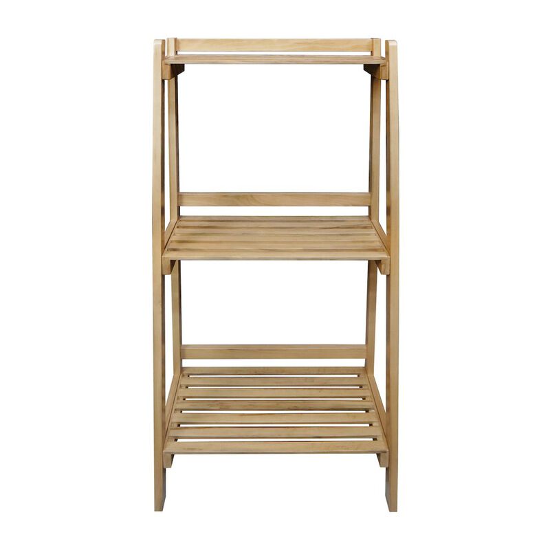 Woodhaven Slatted 3-Shelf Ladder Bookcase with Solid American Gum