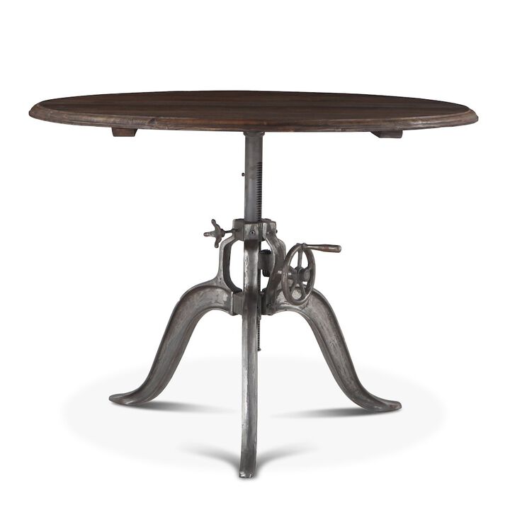 World Interiors Artezia 48" Height Adjustable Round Dining Table in Weathered Teak