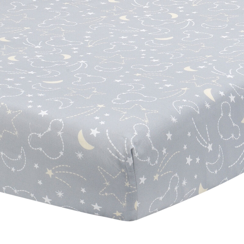 Disney Baby Mickey Mouse Gray/Yellow Celestial Fitted Crib Sheet by Lambs & Ivy