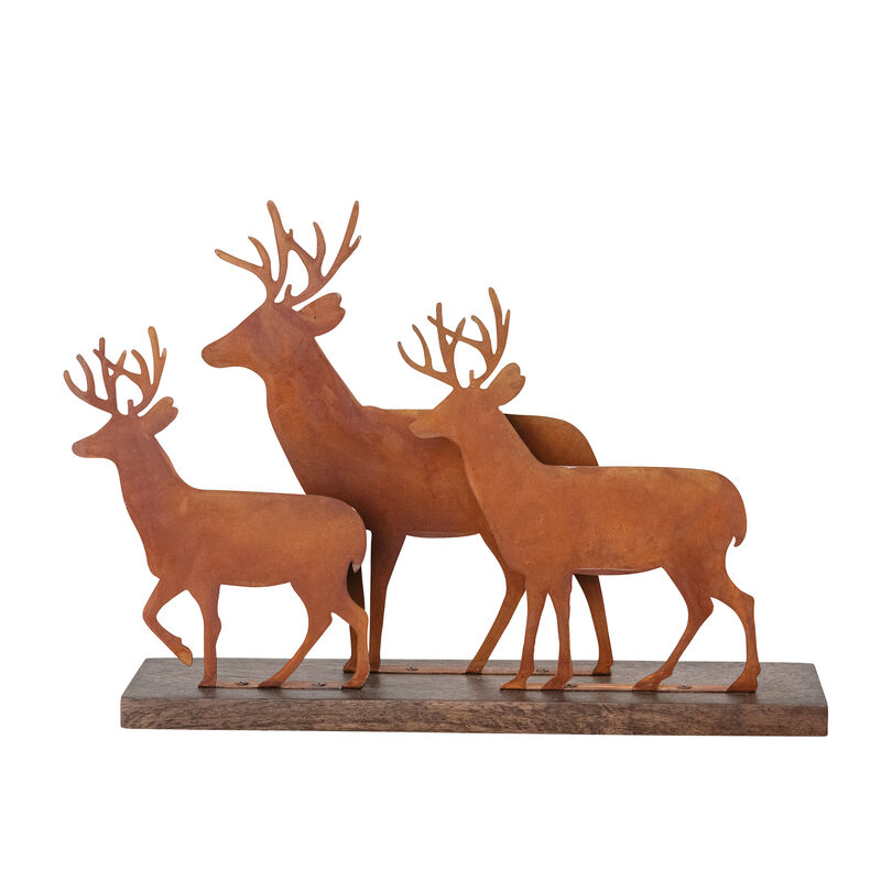 Antique Iron Reindeer Figurine on Mango Wood image number 0