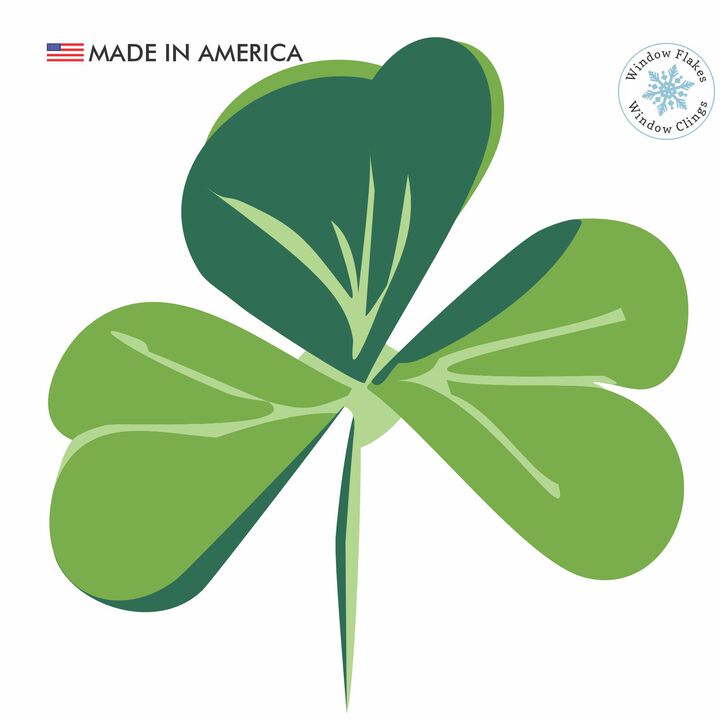 Window Flakes St. Patrick's Day Irish Shamrock Window Cling Decal for Glass Decor.