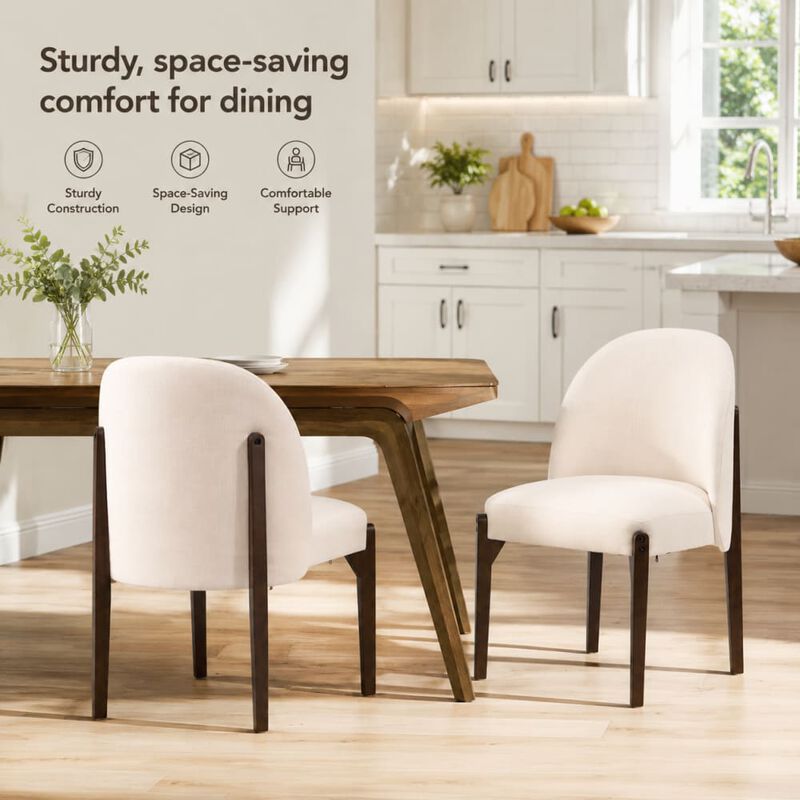 GOODSILO Set of 2 Mid-Century Modern Upholstered Dining Chairs, Sturdy Seating for Kitchen, Dining Room and Small Space Use image number 4