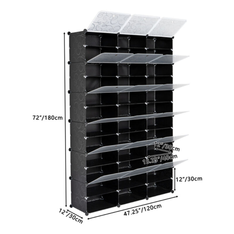 12-Tier Portable Shoe Rack Organizer, 72 Pair Storage Cabinet with 36 Grids for Heels, Boots, Slippers