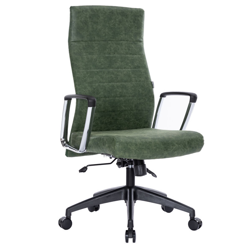 LeisureMod Hilton Modern High Back Leather Conference Office Chair with Adjustable Height & Swivel &ndash; Ergonomic and Stylish Office Seating