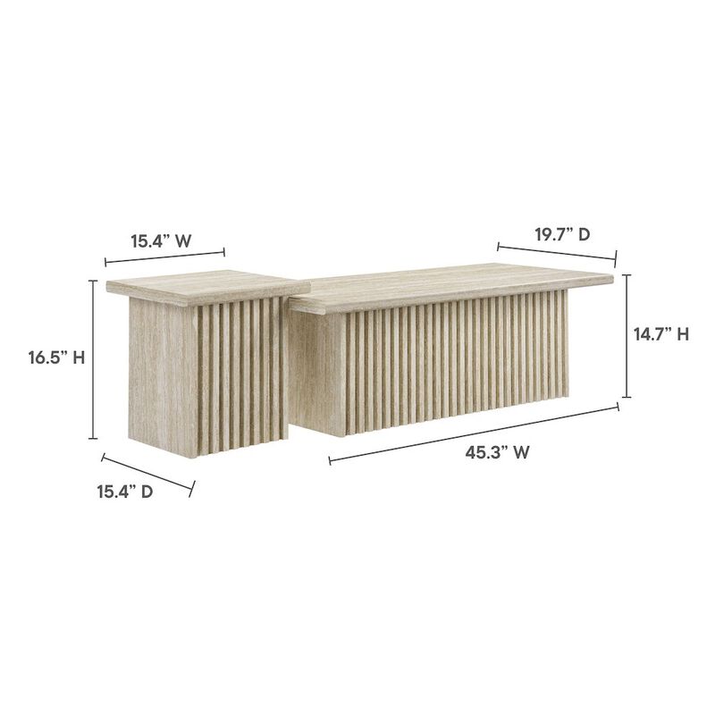 Modway Render Nesting Faux Travertine Coffee Tables Set of 2