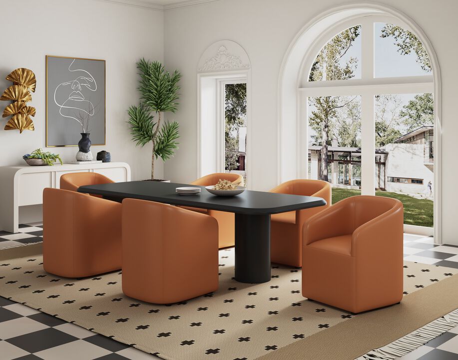 Anna Round Dining Arm Chairs in Brown (Set of 2)