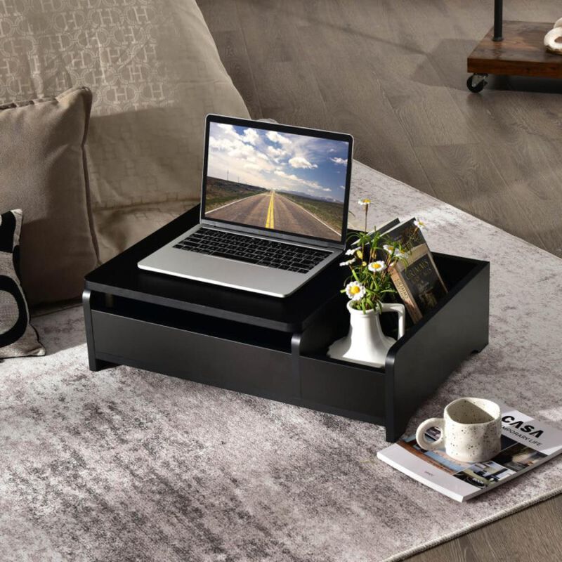 Hivvago Compact Bay Window Makeup Dressing Table with Flip-Top Mirror