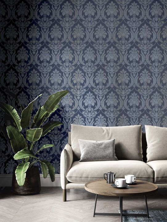 Italian Style Damasco Thema Blue Wallpaper 28809