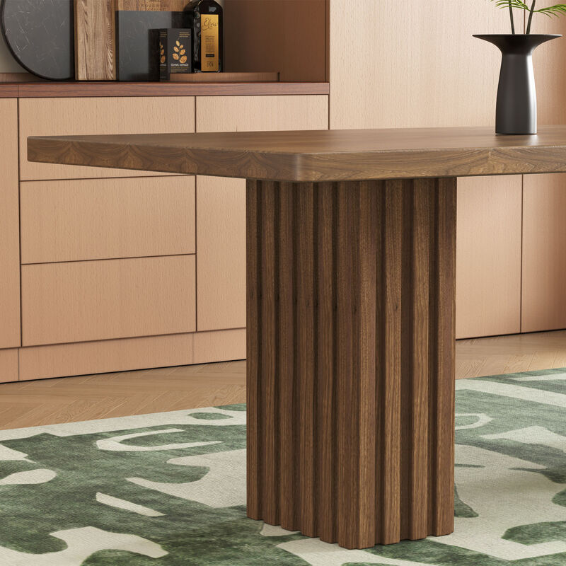 Wooden Dining Table with Brown & Black Wooden Legs 70.8" Brown